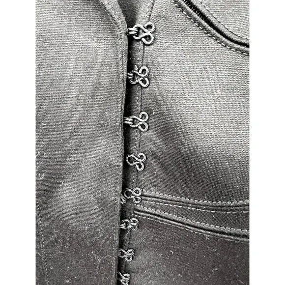 Robert Rodriguez‎ Open Cut Arm Holes Belted Wool Blazer Jacket Black Size 10 - Picture 3 of 6